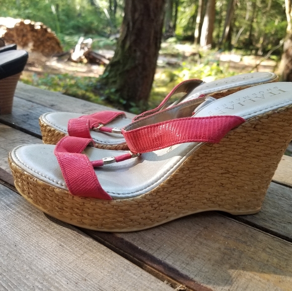 Size 8 Pink & Black Sets High Heel Shoes Italian Shoemakers  & Greenwich Village - Picture 13 of 13